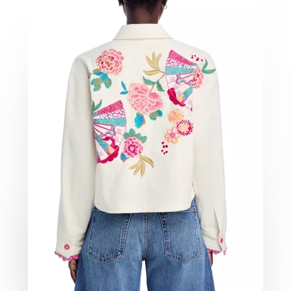 Johnny Was Crochet Cropped Denim Jacket - Picture 2 of 15